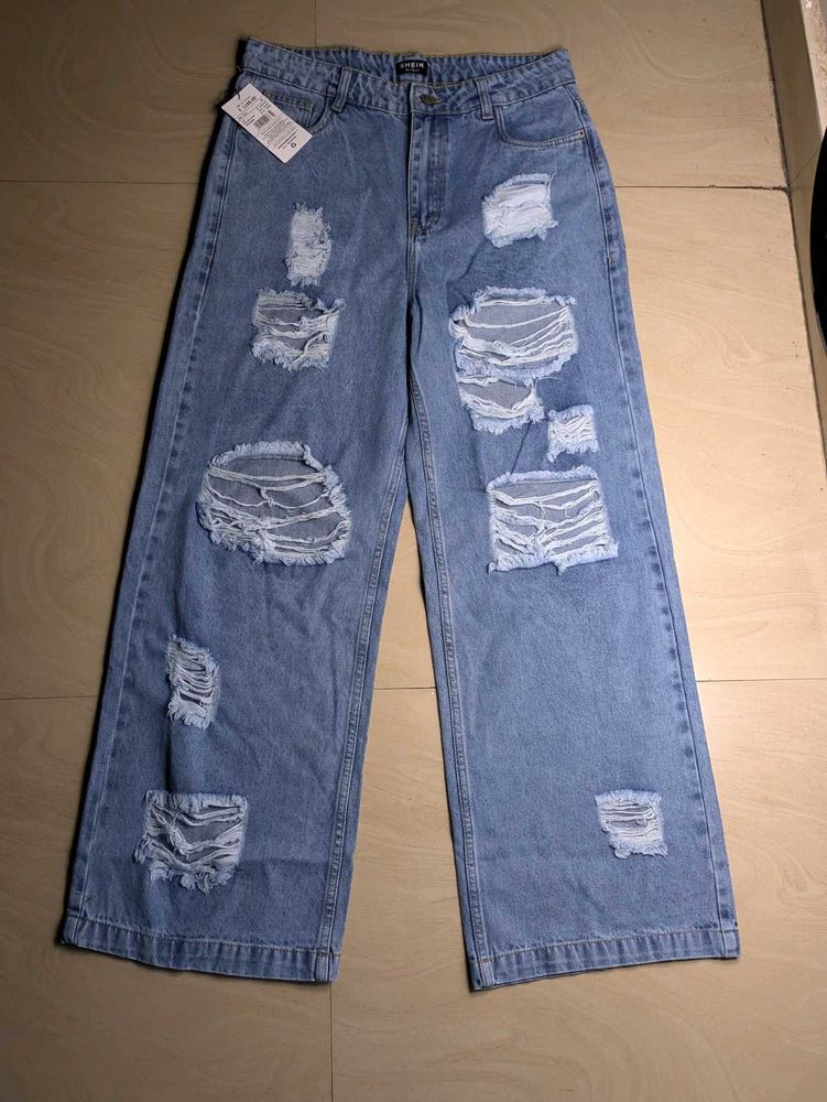 Ripped Wide Leg Jeans