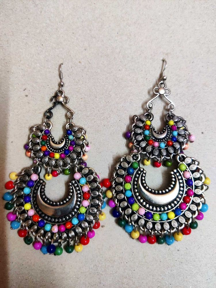 Moedbuille Multicoloured Oxidised Dropping Earring