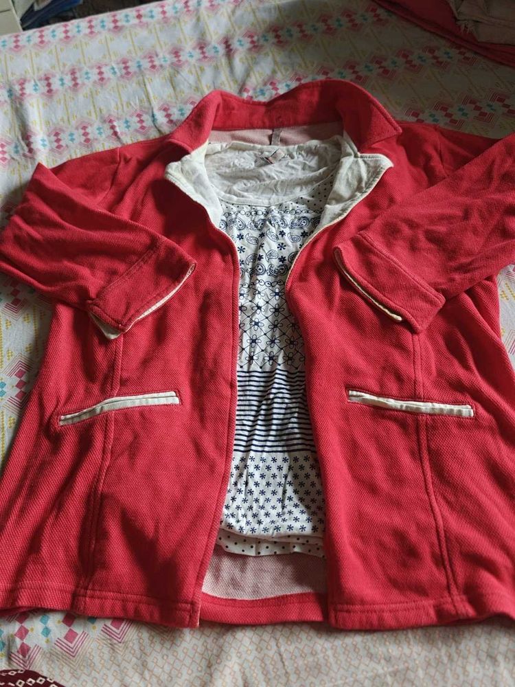 Casual Red jacket With T Shirt