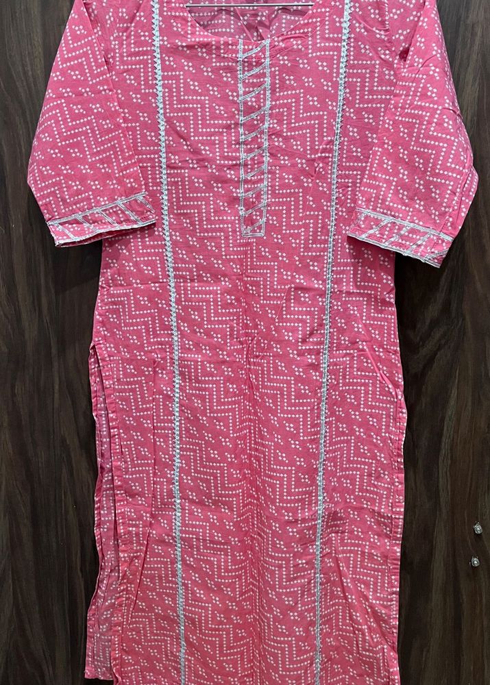 Pink bandhej kurta