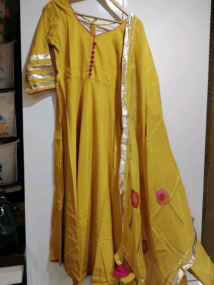 Anarkali Style Wd Pant And Dupatta