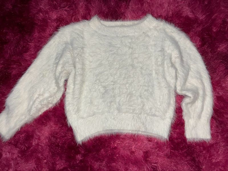 Fluffy White Knit Sweater