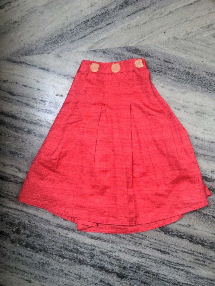 Coral Pleated Skirt
