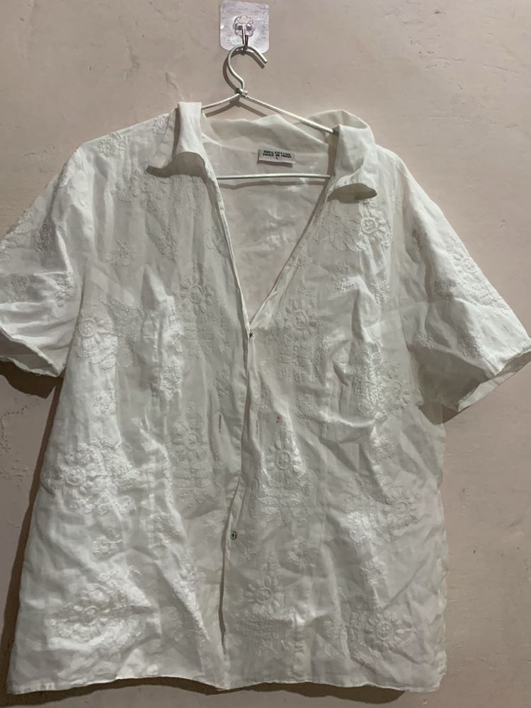 Cotton White Shirt With Preety Embroidery
