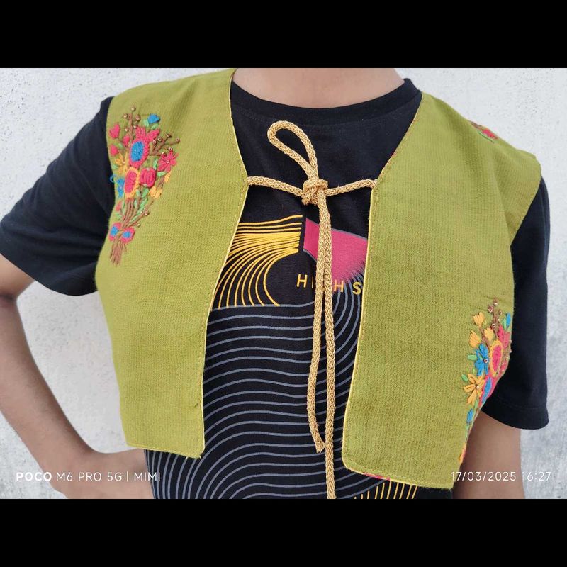 Embroidered Crop Vest