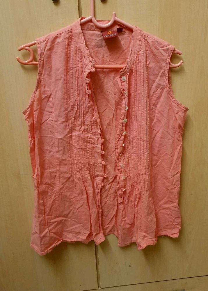 Pretty Pintuck Cotton Sleeveless Top
