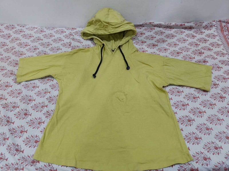 Stylish Lime Hooded Tshirt