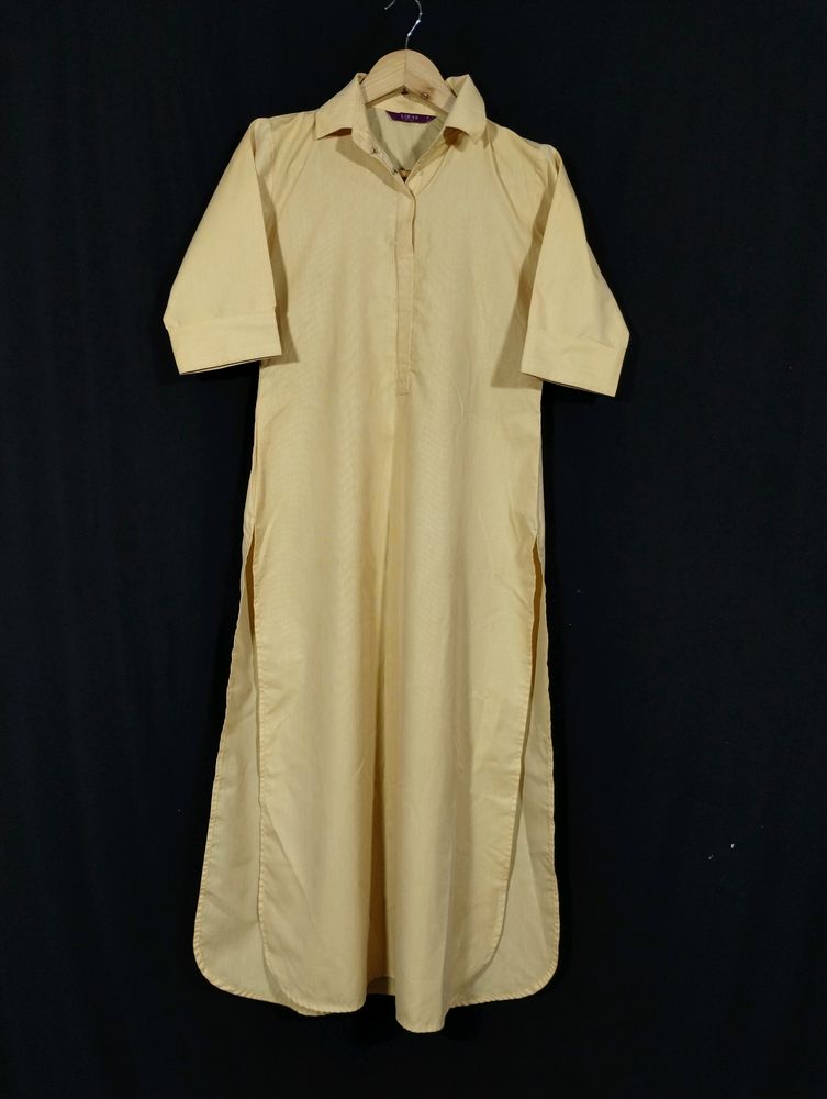 Libas Light Yellow Collar Neck Kurti (Women)
