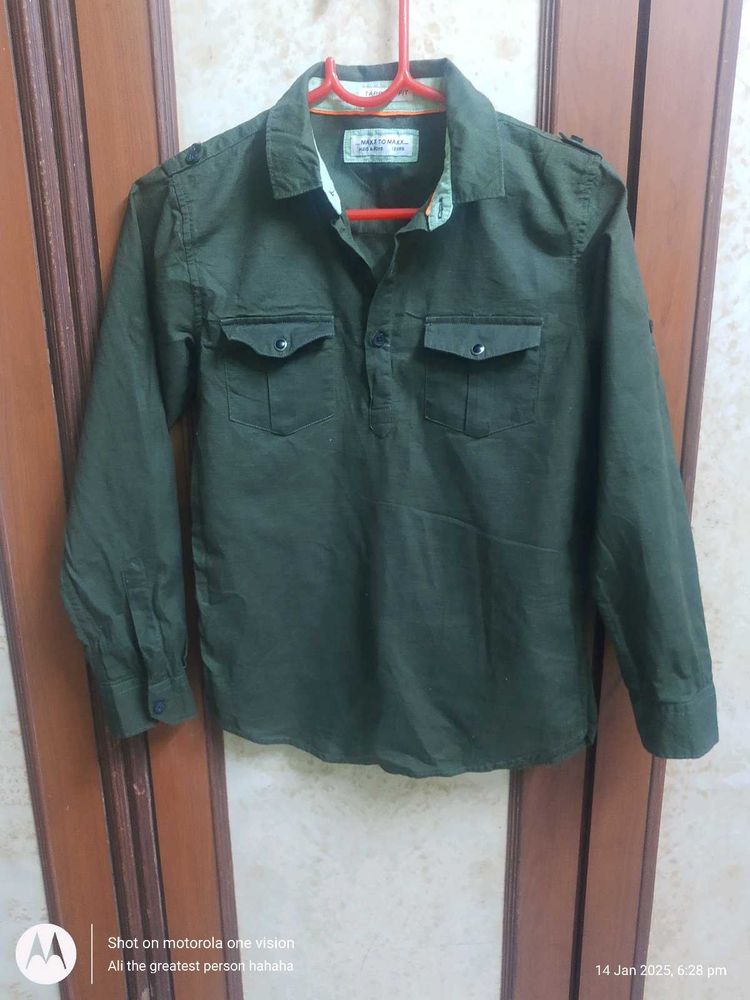 Olive Green Kids Shirt