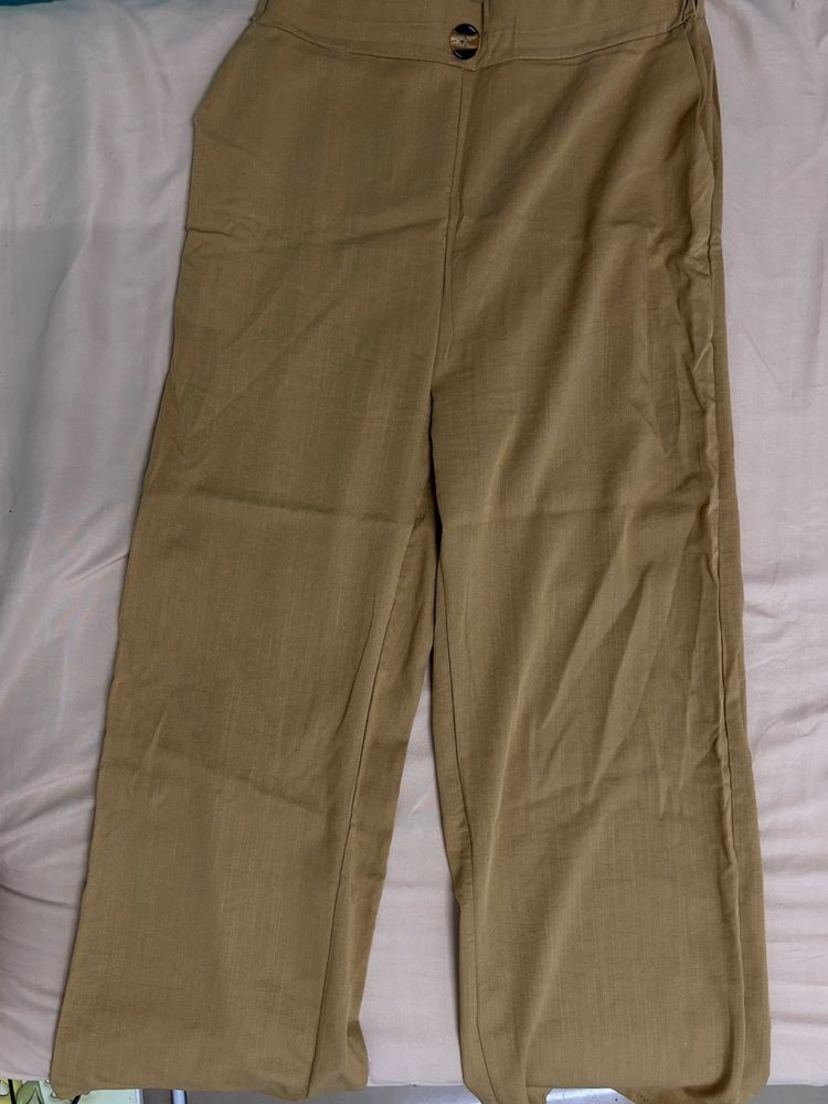 Khaki Wide Leg Trousers