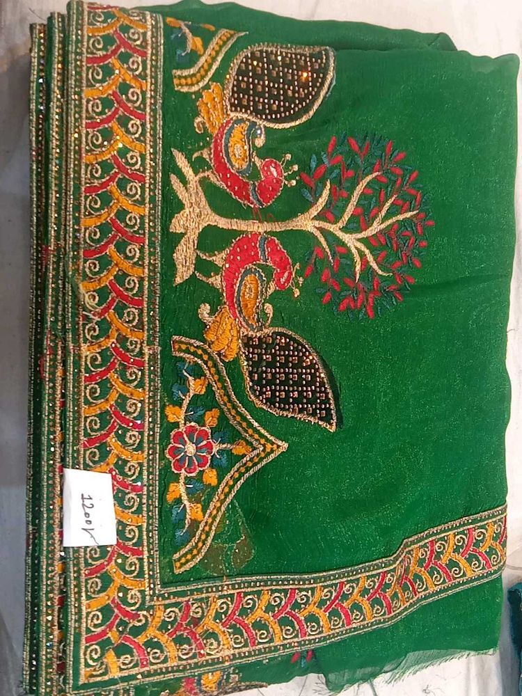 Green Embellished Saree