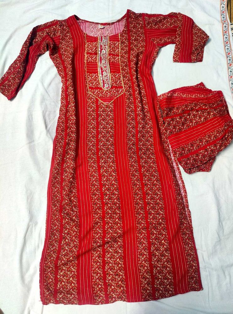 Red Floral Print Kurti