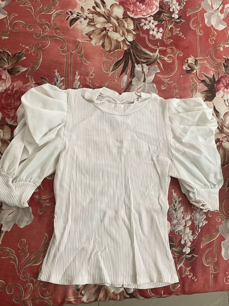 White Top with Stylish Sleeves