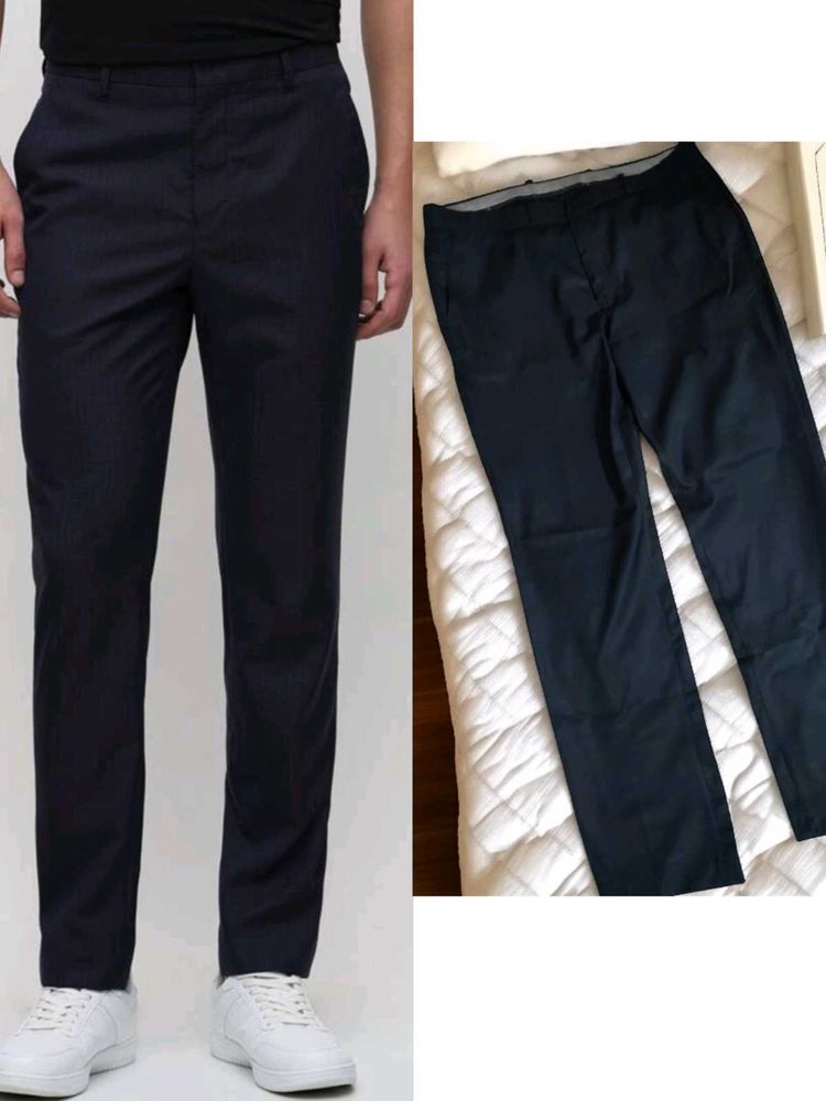 Men Textured Slim Fit Semi Formal Trouser Pant