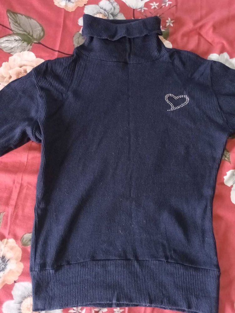 Cute Navy Turtleneck Sweater