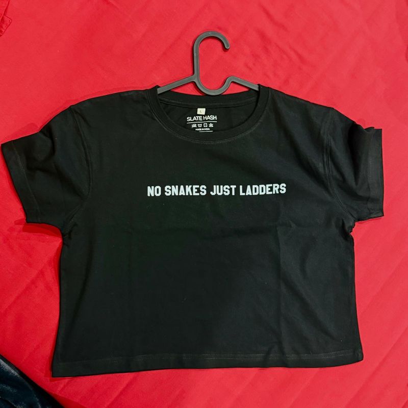 Black Crop Top Graphic Tee