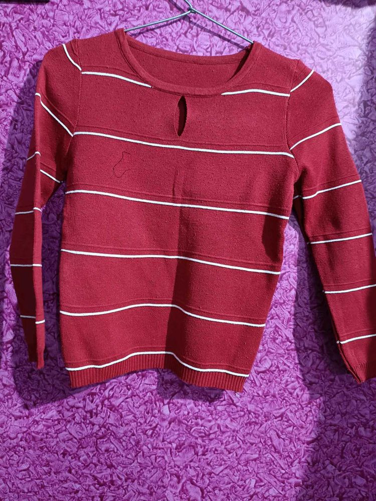 Maroon Striped Sweater