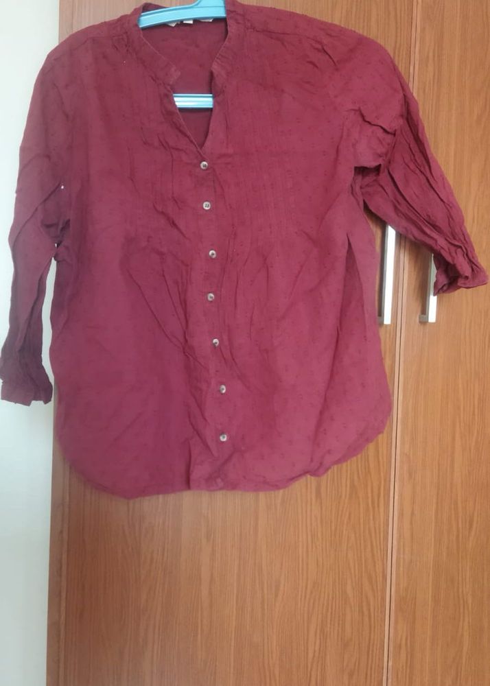 Maroon Button-Up Shirt