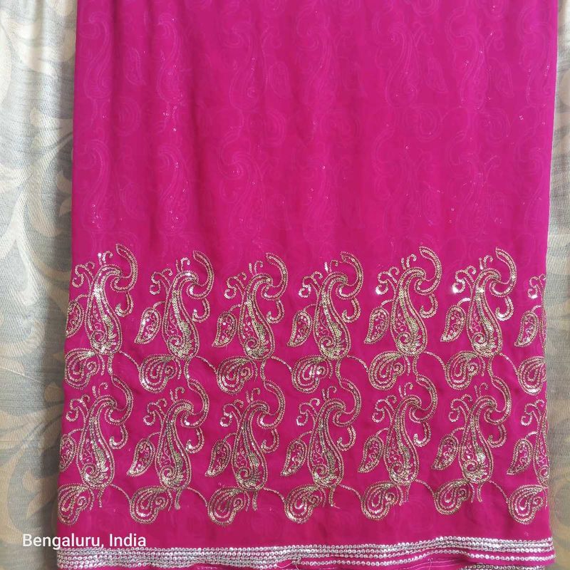 Pink Sequins Saree