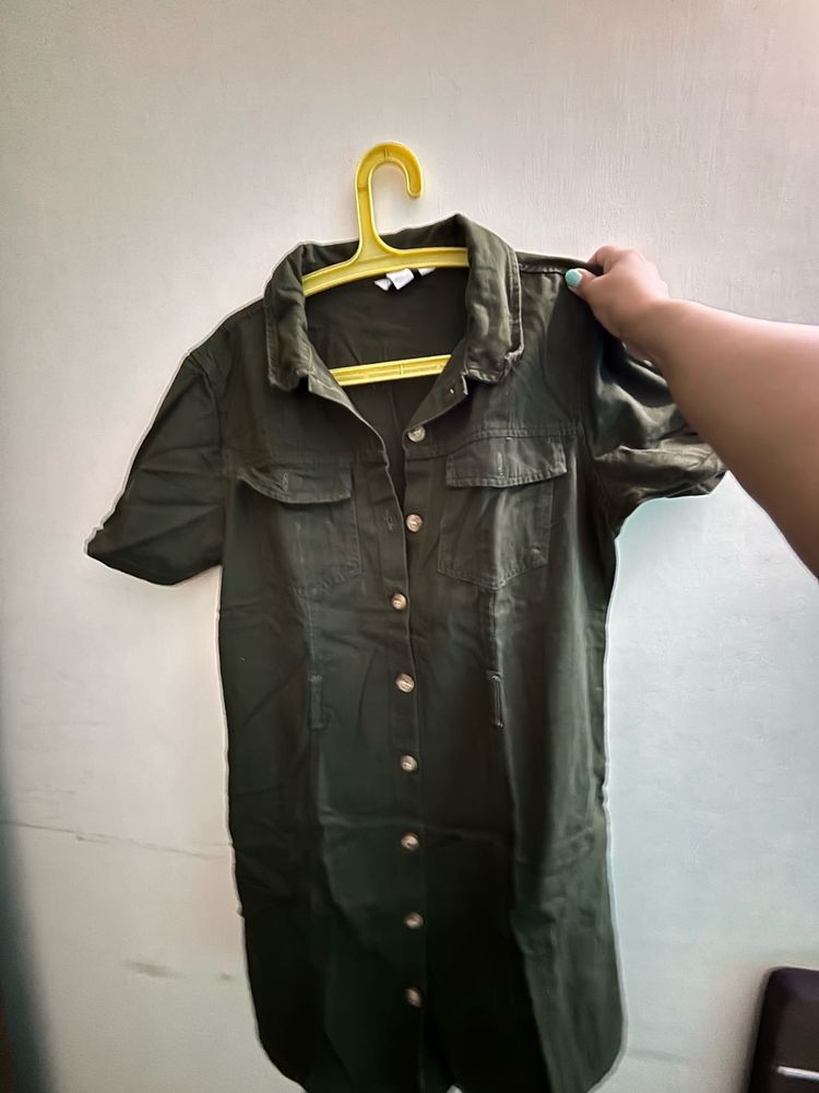 Olive Green Shirt Dress