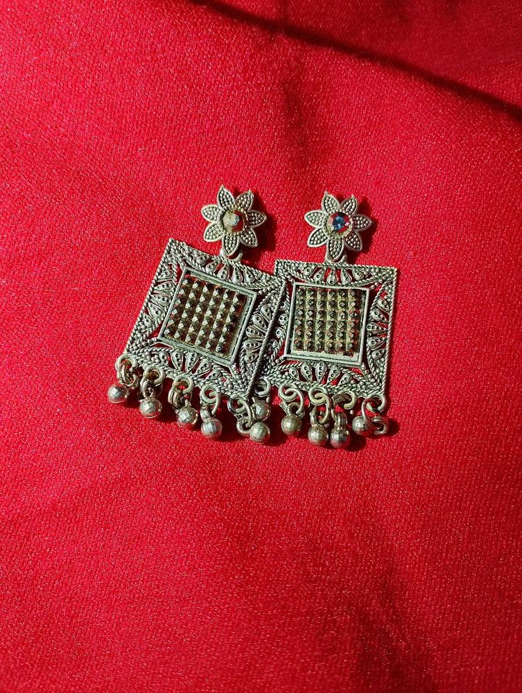 Ethnic Silver Tone Earrings