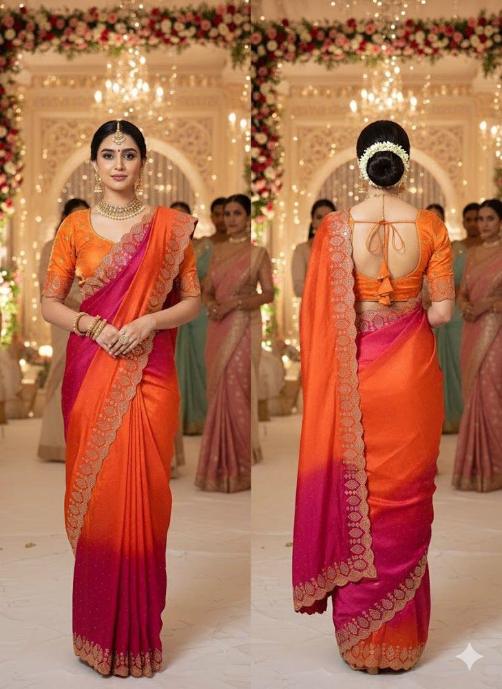 y2k two shade saree with beaded blouse