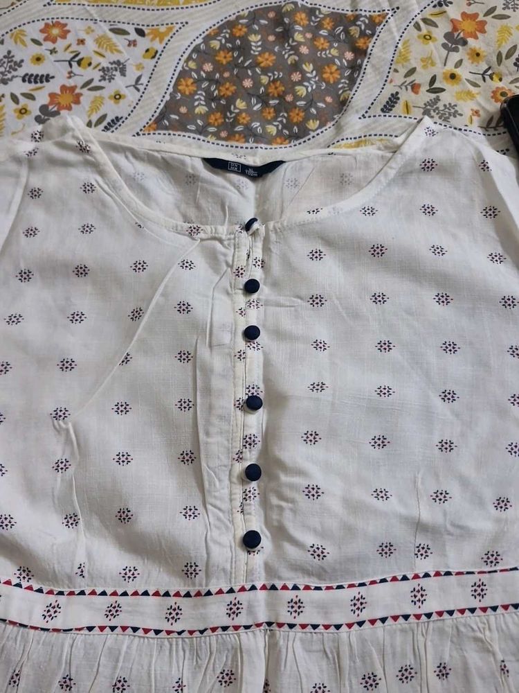 White Printed Top