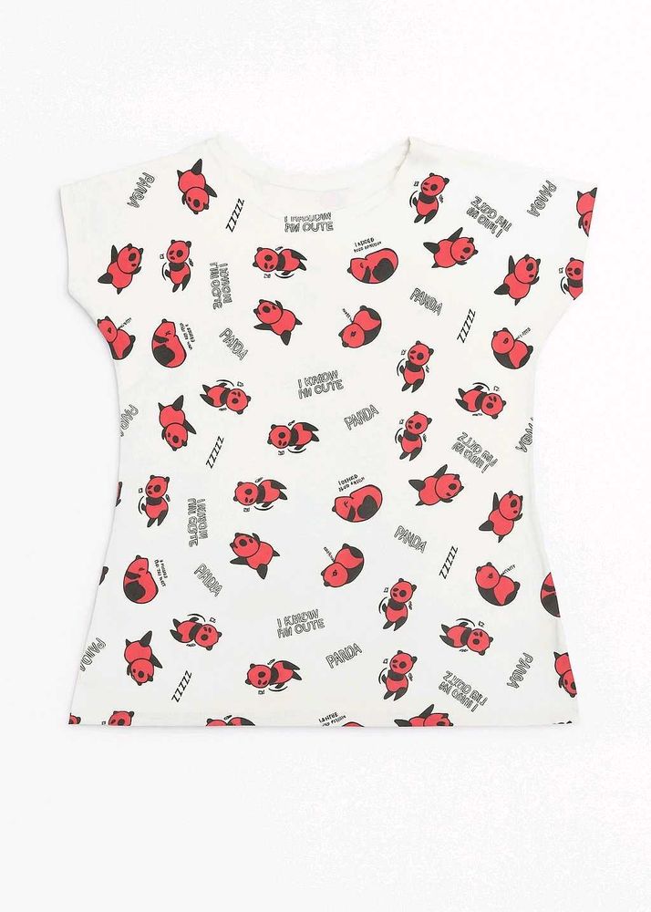 white tshirt cute panda printed