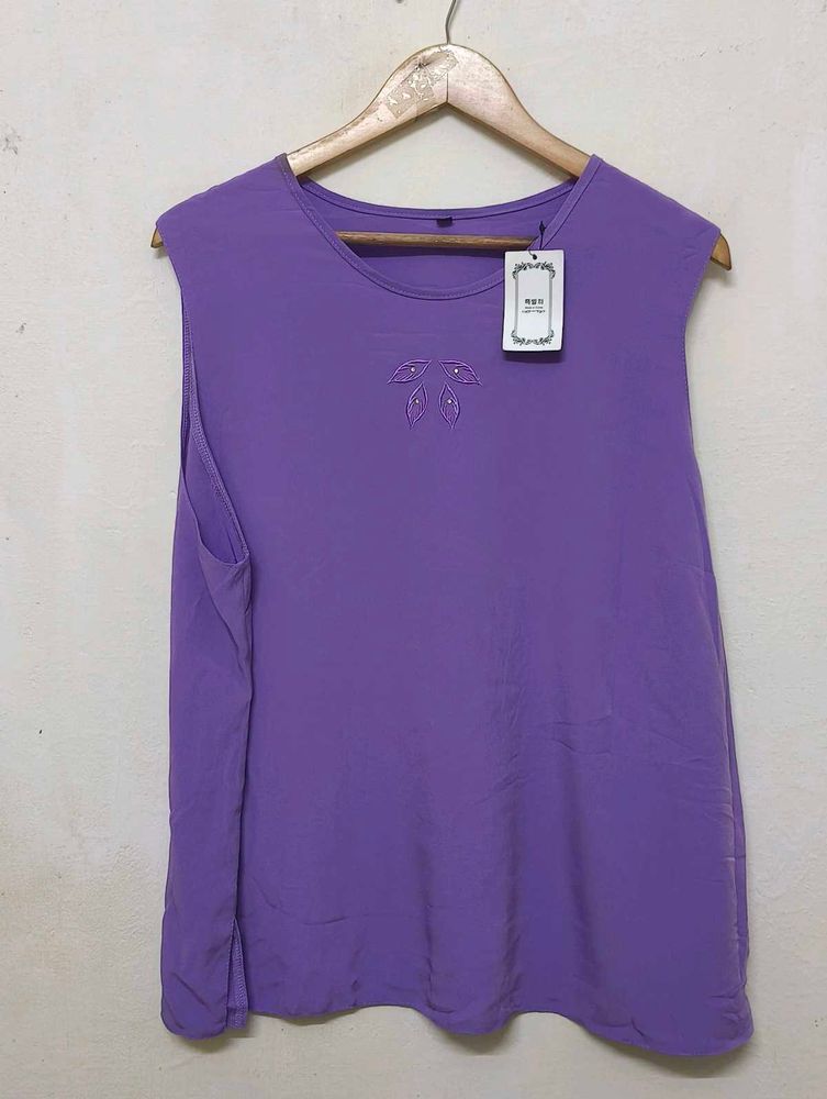 Trendy New Purple Sleeveless Top