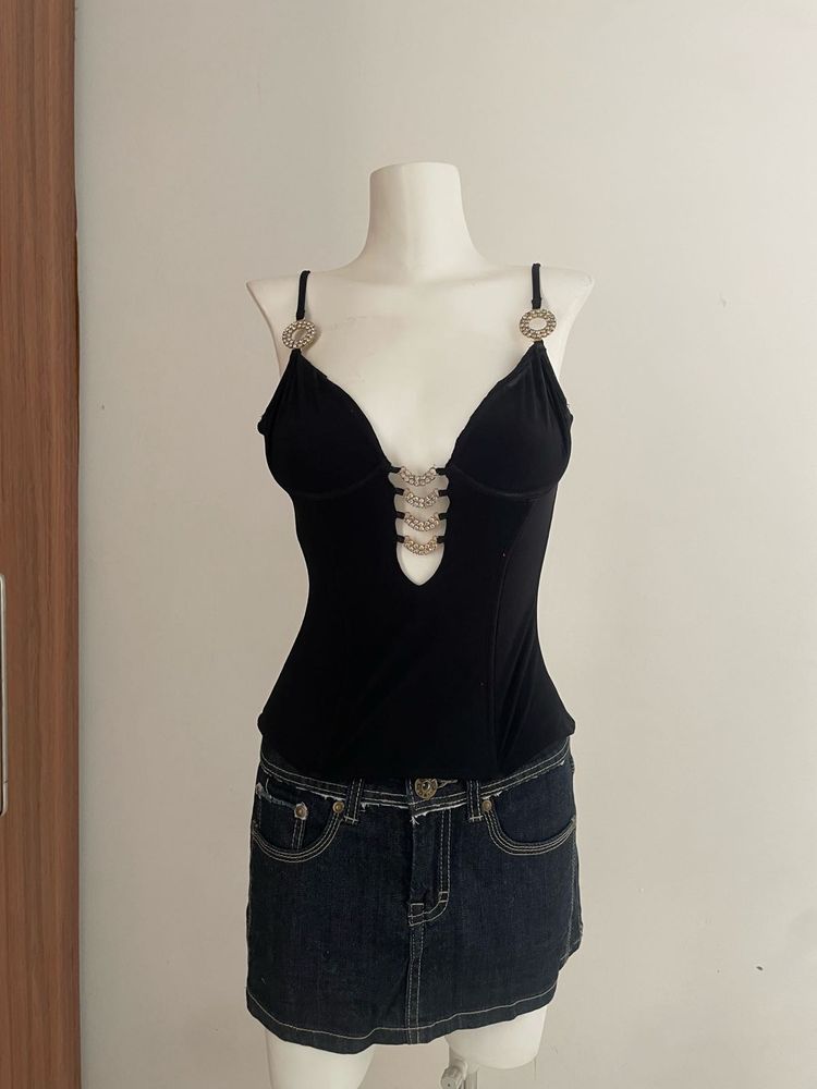 Black Embellished Tank Top