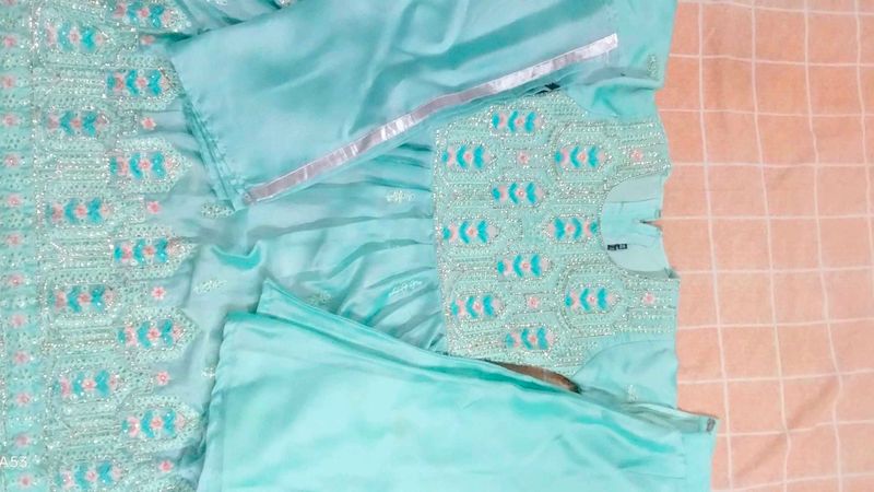 Aqua Embroidered Salwar Kameez