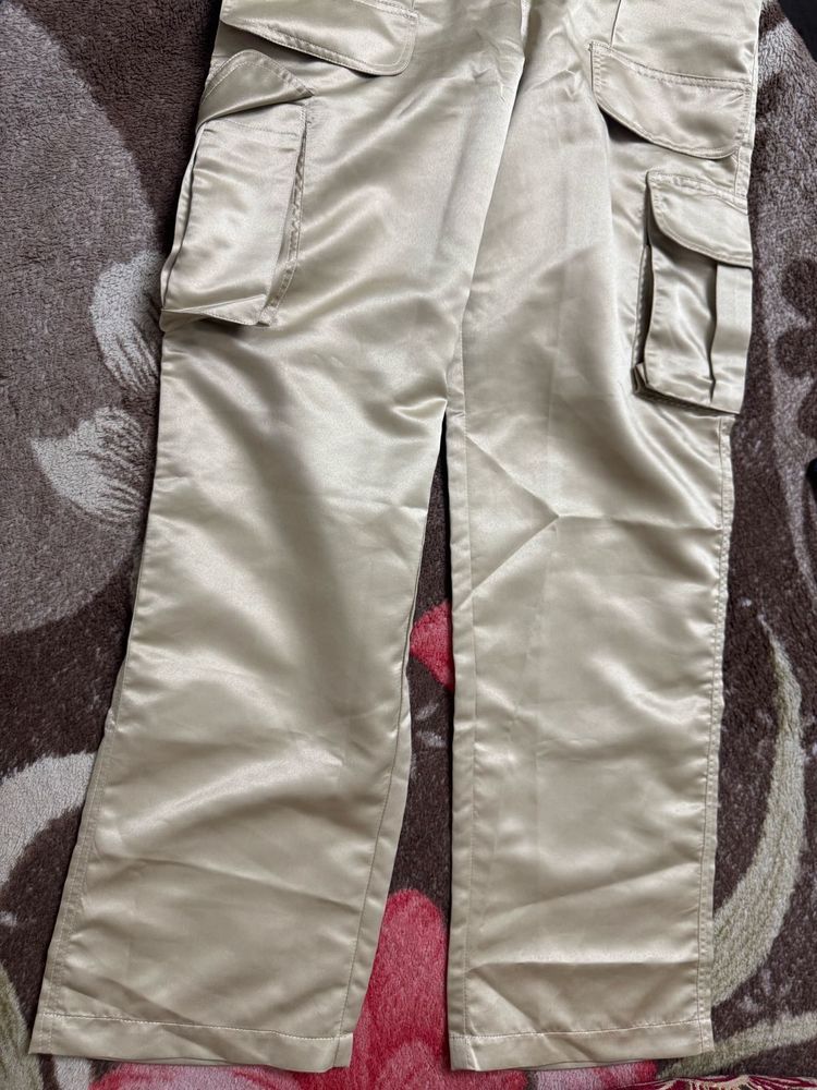 Satin Cargo Pants