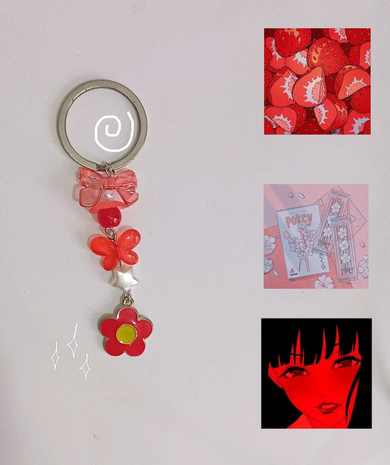 Red Floral Keychain