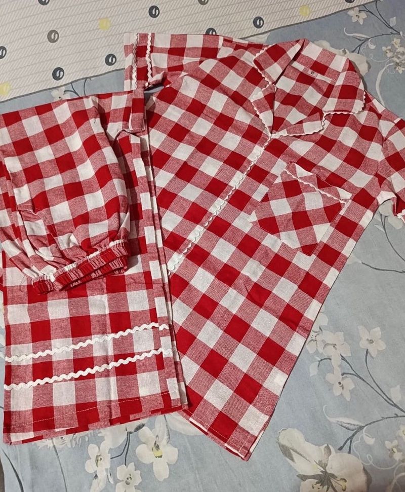 Pinteresty Red Checkered Pajama Set