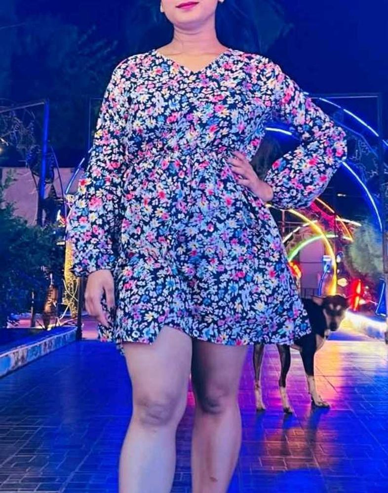 Floral Mini Dress - Long Sleeve