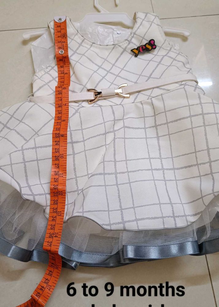 Used Once Cute White Checkered Dress