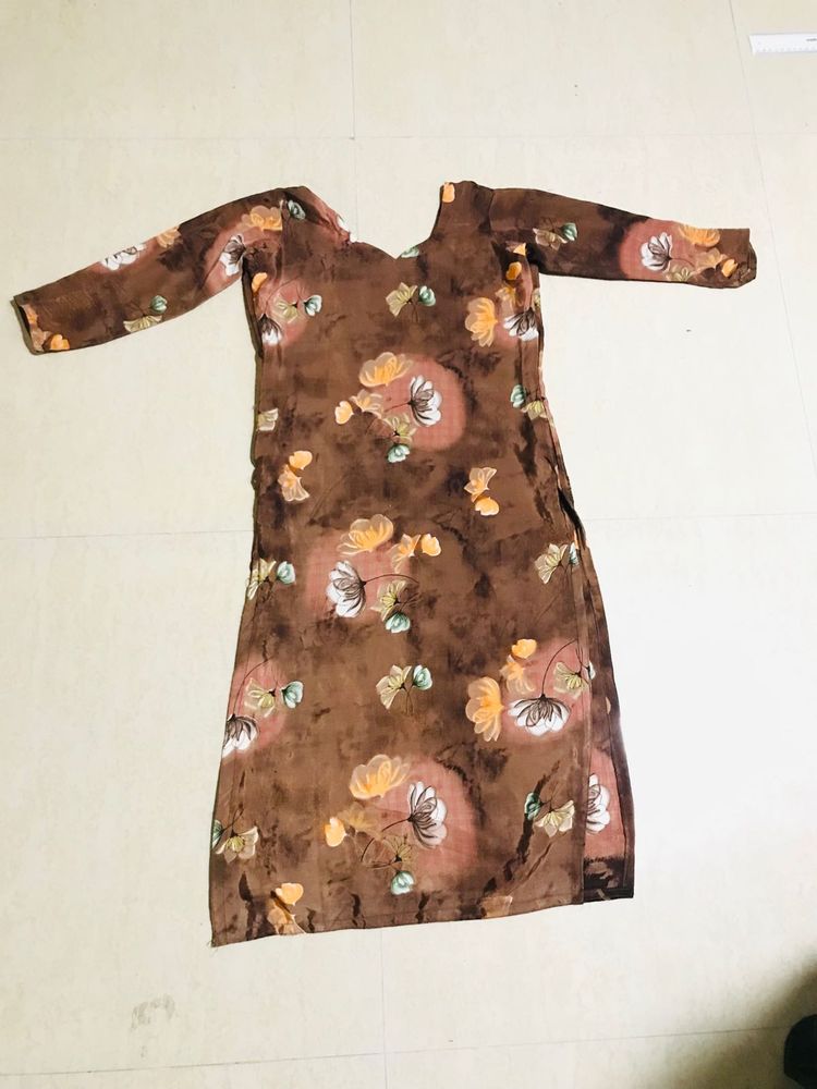 Floral Print Brown Tunic Dress