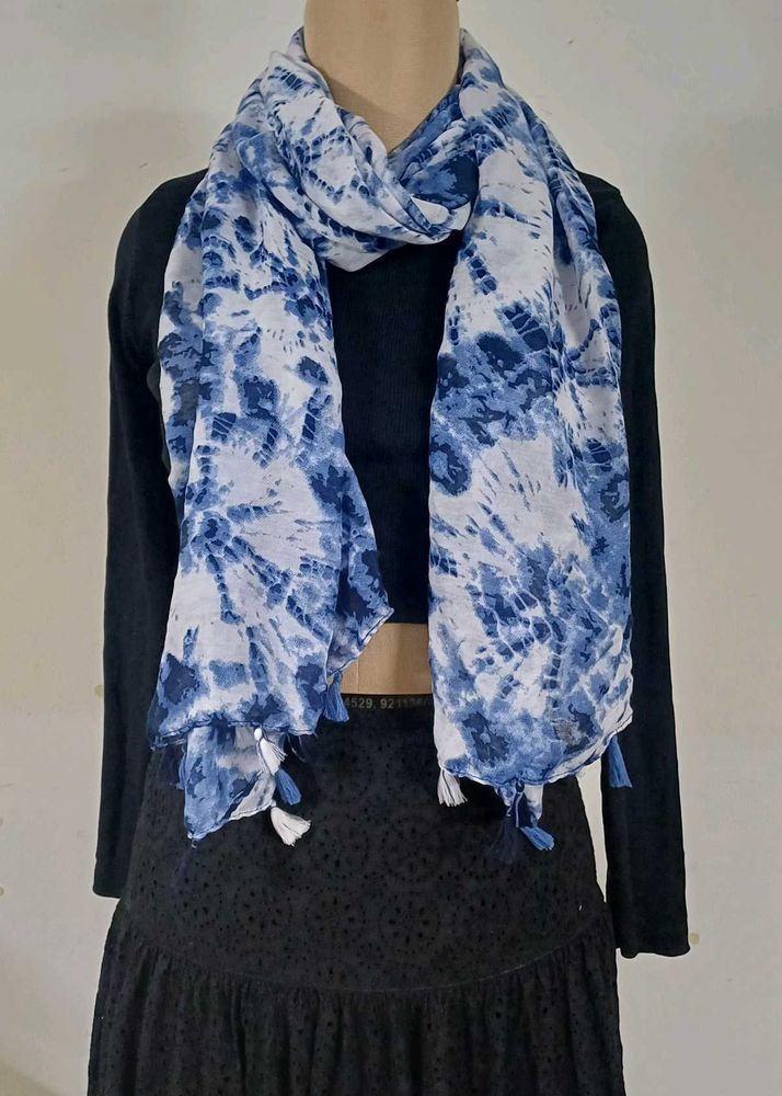 Blue Tie-Dye Scarf