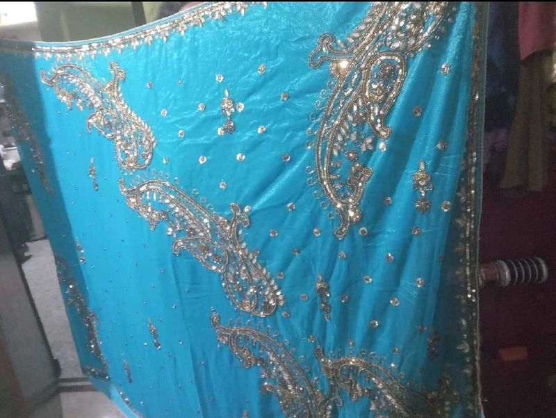 Turquoise Embellished Fabric