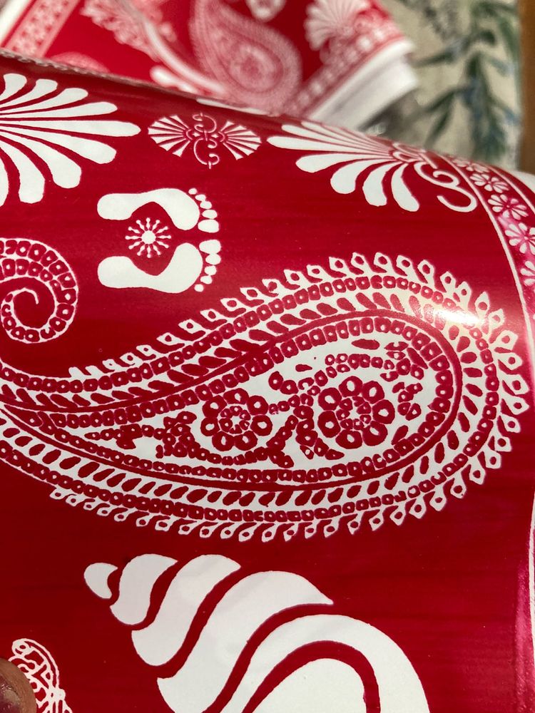 Red &amp; White Uttarakhand Aipan Paper