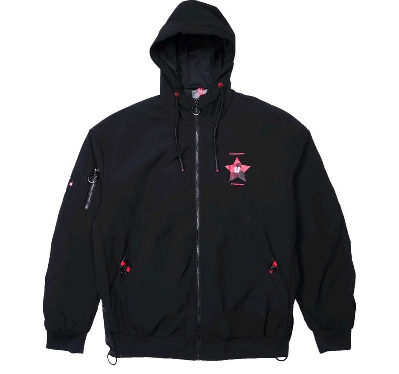 Black Graphic Print Windbreaker