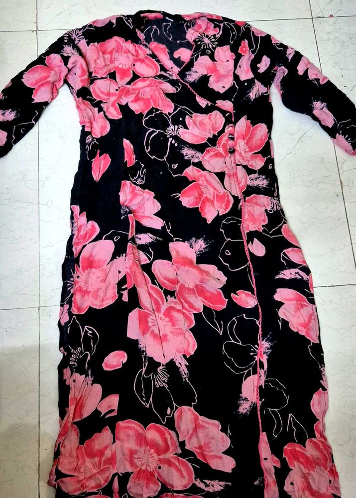 Black Pink Kurta With Slit
