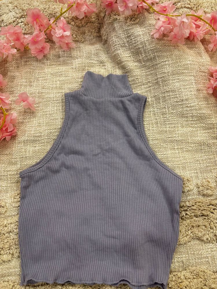 Ribbed Mock Neck Tank Top