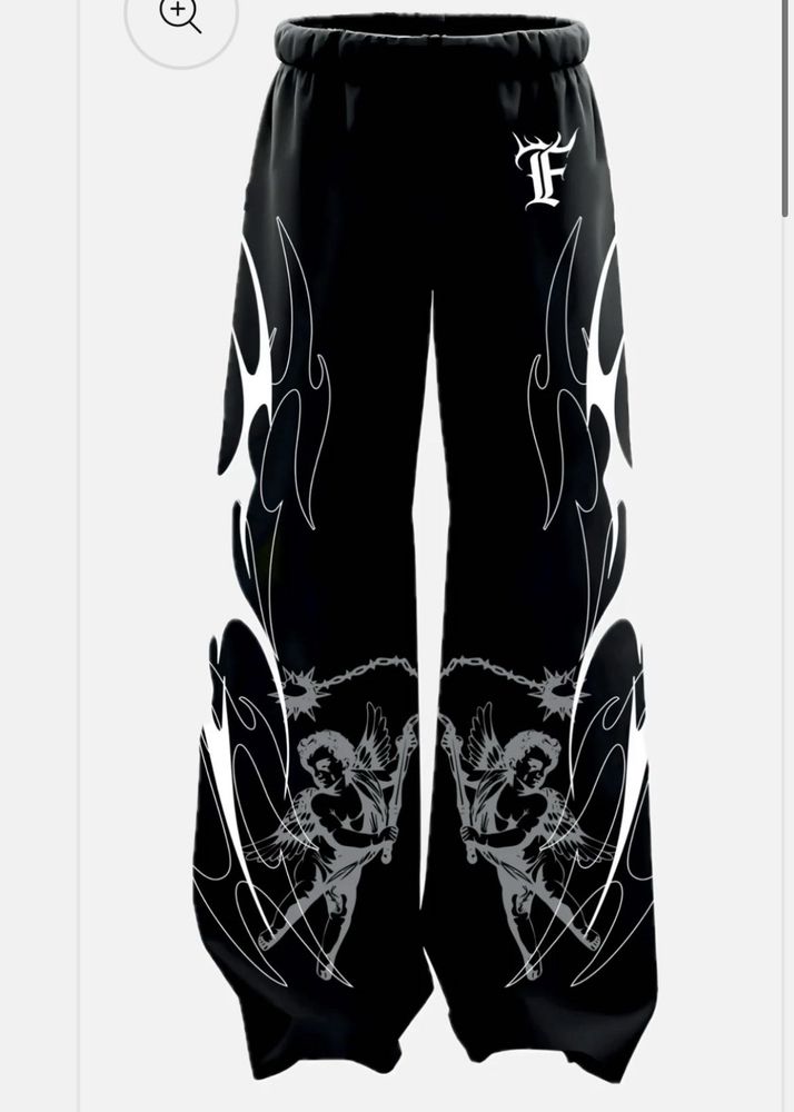Black Graphic Print Pants
