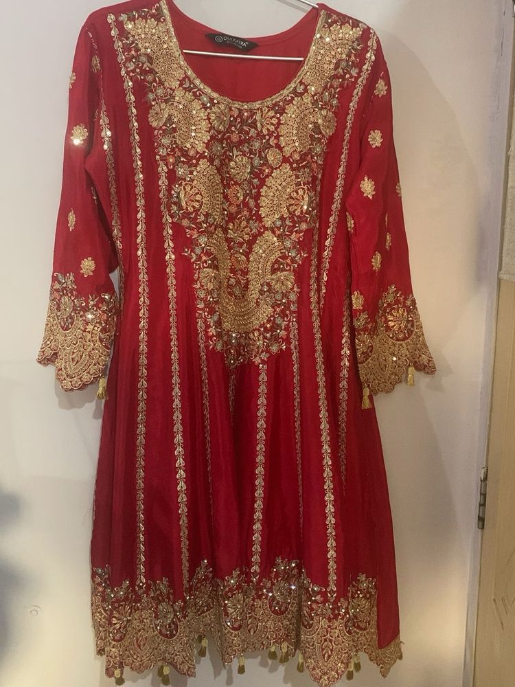 Red Embroidered Kurta Set