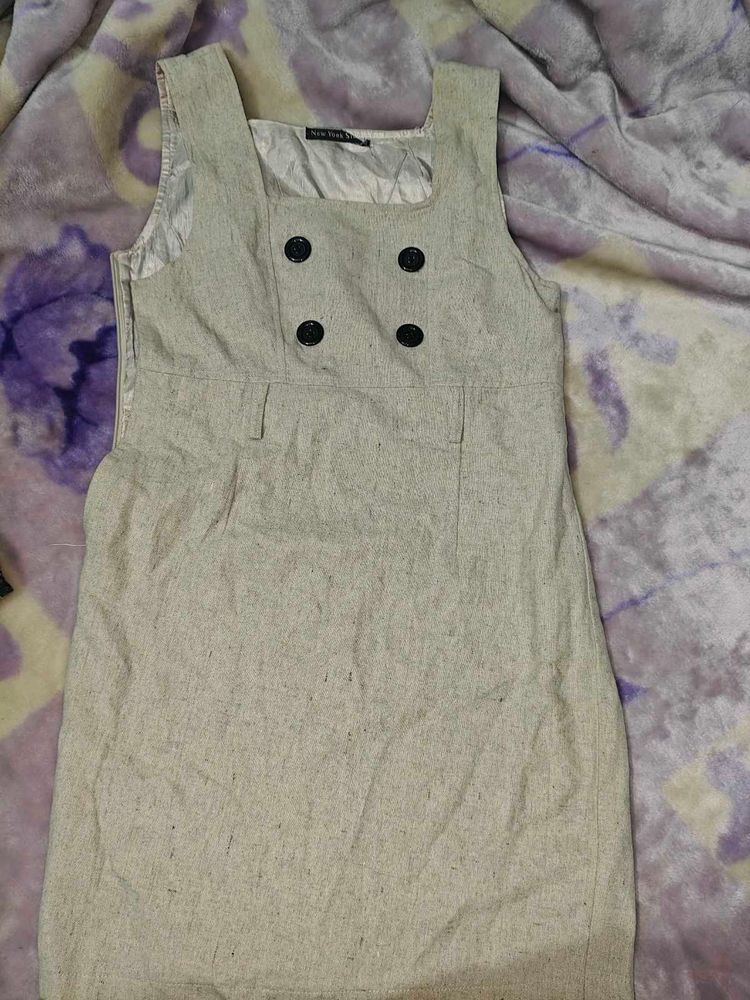 Gray Pinafore Mini Dress