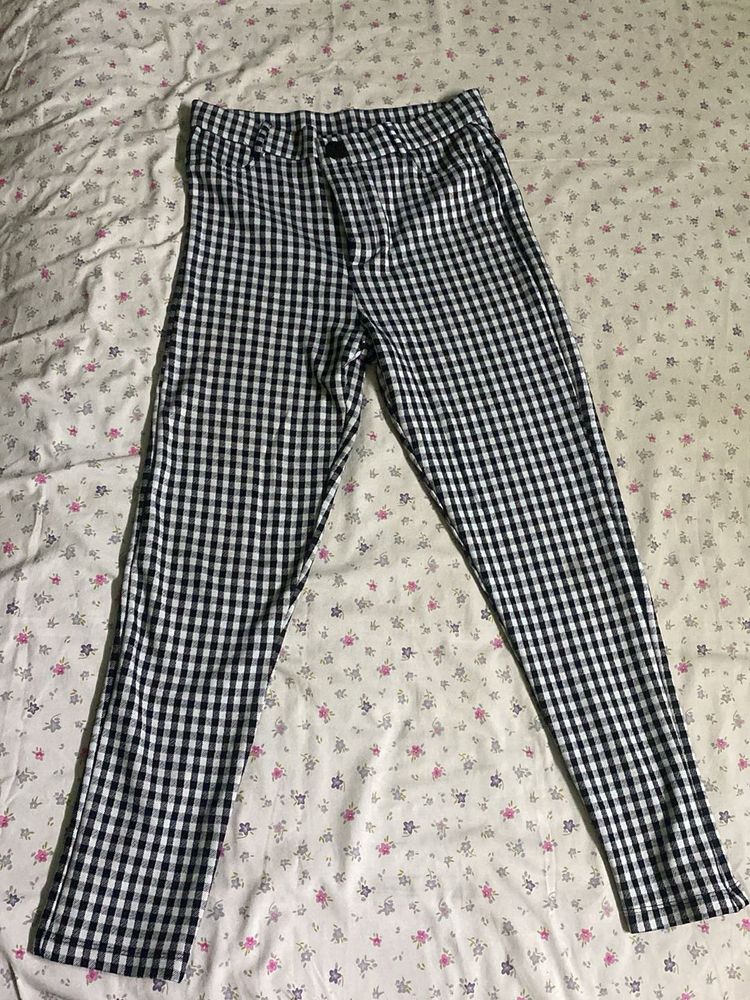 Black &amp; White Checked Pants