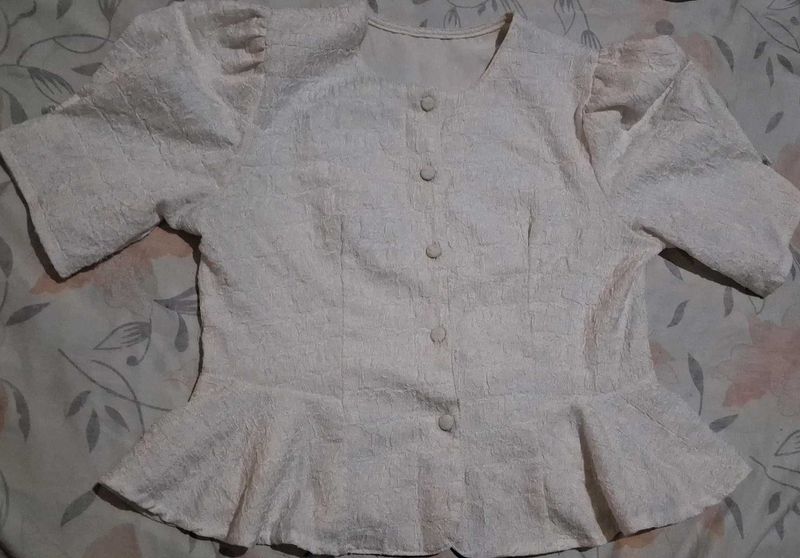 Vintage Peplum Button-Down Top