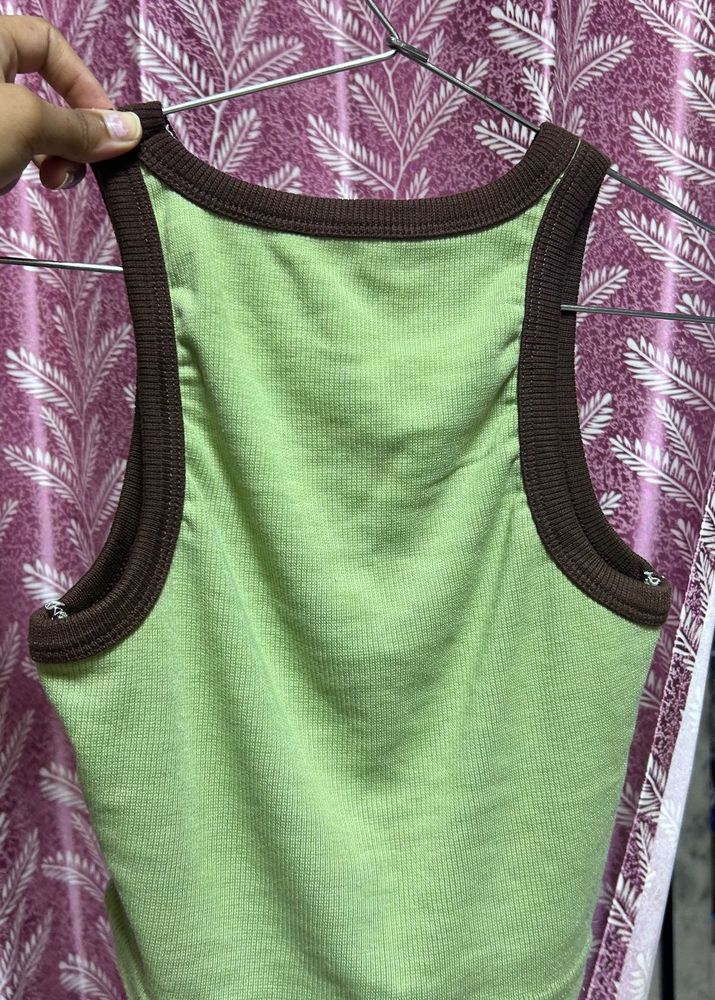 Green &amp; Brown Ringer Tank