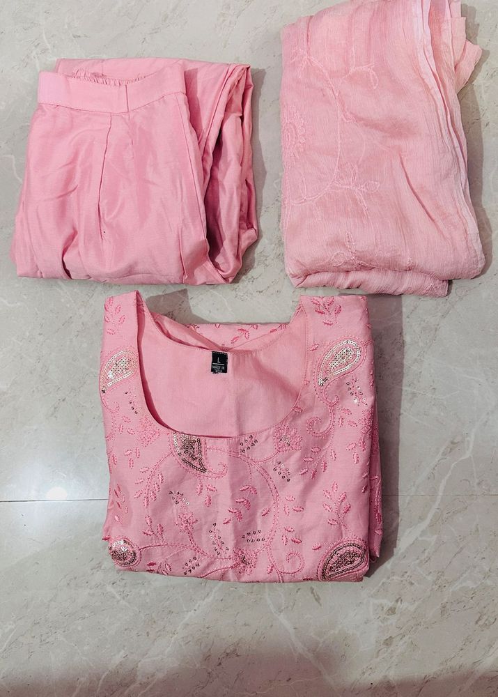 Pink Embroidered Kurta Set